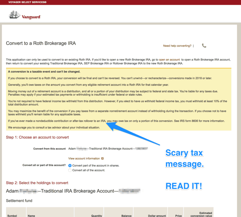 Vanguard Backdoor Roth IRA Conversion Walkthrough Minafi