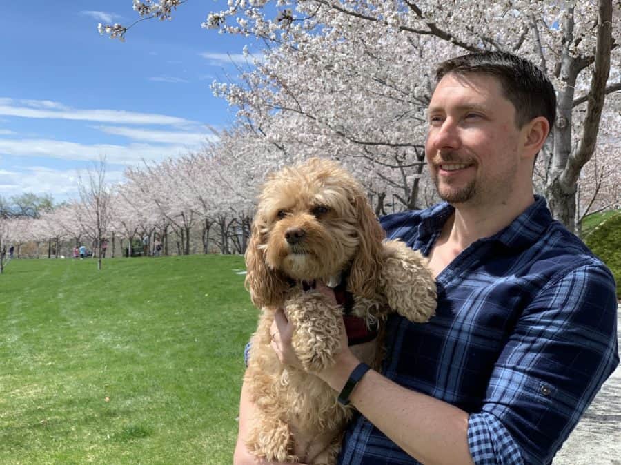 Adam and Lily with Cherry Blossoms